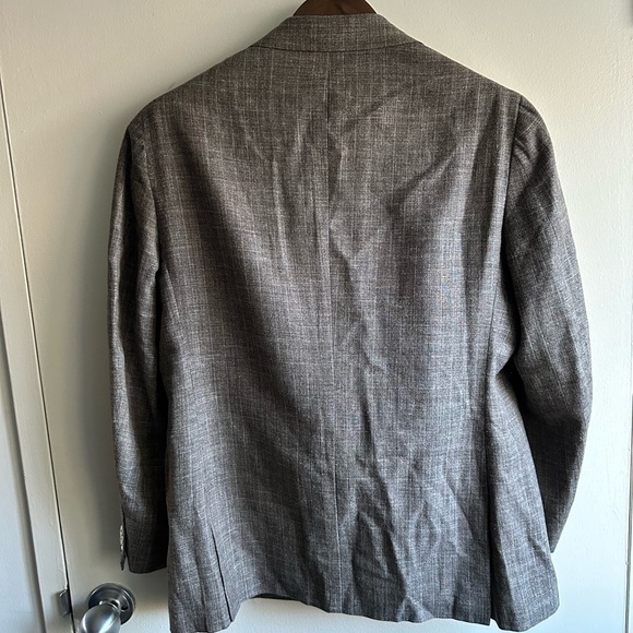 ISAIA Silk Wool Double Breasted Windowpane Taupe Suit EU52 - Picture 10 of 11